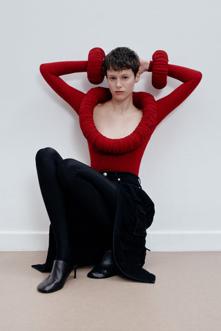 GENERATION78 | SCULPTED BODYSUIT IN CREPE - JERSEY