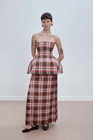 GENERATION78 | TAILORED PLEATED MAXI SKIRT IN TARTAN