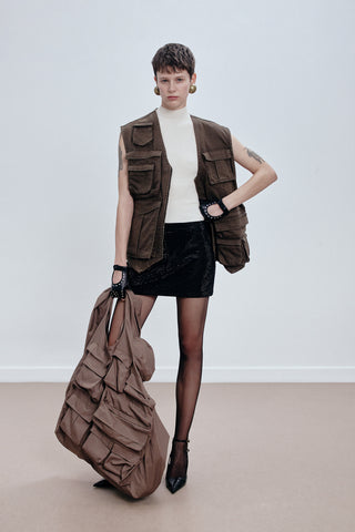 GENERATION78 | CRYSTAL - EMBELLISHED MINI SKIRT IN RAW DENIM