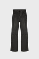 WIDE-LEG BLACK PANTS IN LAMBSKIN