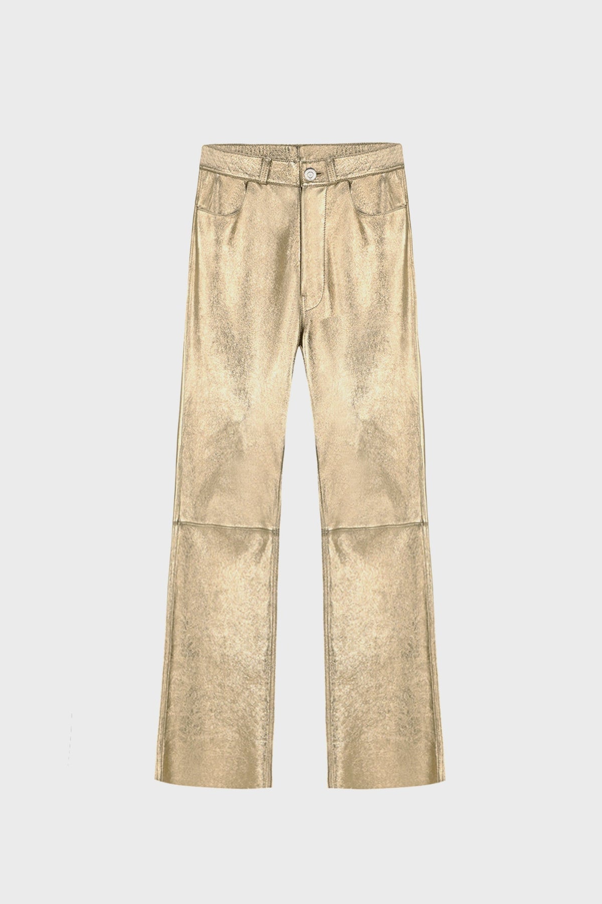 WIDE-LEG GOLD PANTS IN LAMBSKIN