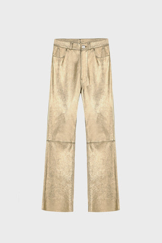 FLARED GOLD LEATHER PANTS GENERATION78