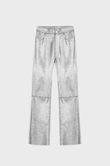 WIDE-LEG SILVER PANTS IN LAMBSKIN