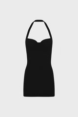 OPEN-BACK MINI DRESS IN CREPE-JERSEY