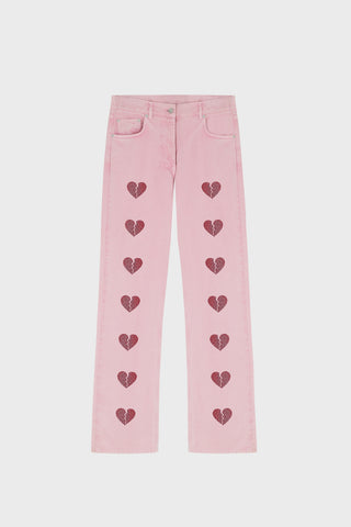 GENERATION78 | CRYSTAL - EMBELLISHED STRAIGHT - LEG JEANS IN ACID - WASH DENIM
