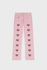 CRYSTAL-EMBELLISHED STRAIGHT-LEG JEANS IN ACID-WASH DENIM