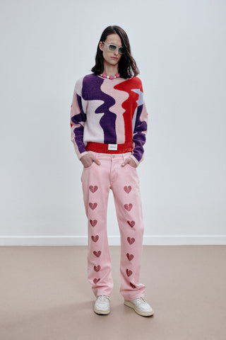 GENERATION78 | CRYSTAL - EMBELLISHED STRAIGHT - LEG JEANS IN ACID - WASH DENIM