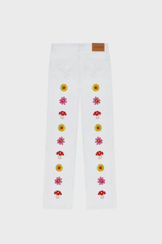 GENERATION78 | FLORAL - EMBROIDERED STRAIGHT - LEG JEANS IN RAW DENIM