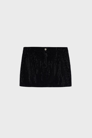 GENERATION78 | CRYSTAL - EMBELLISHED MINI SKIRT IN RAW DENIM