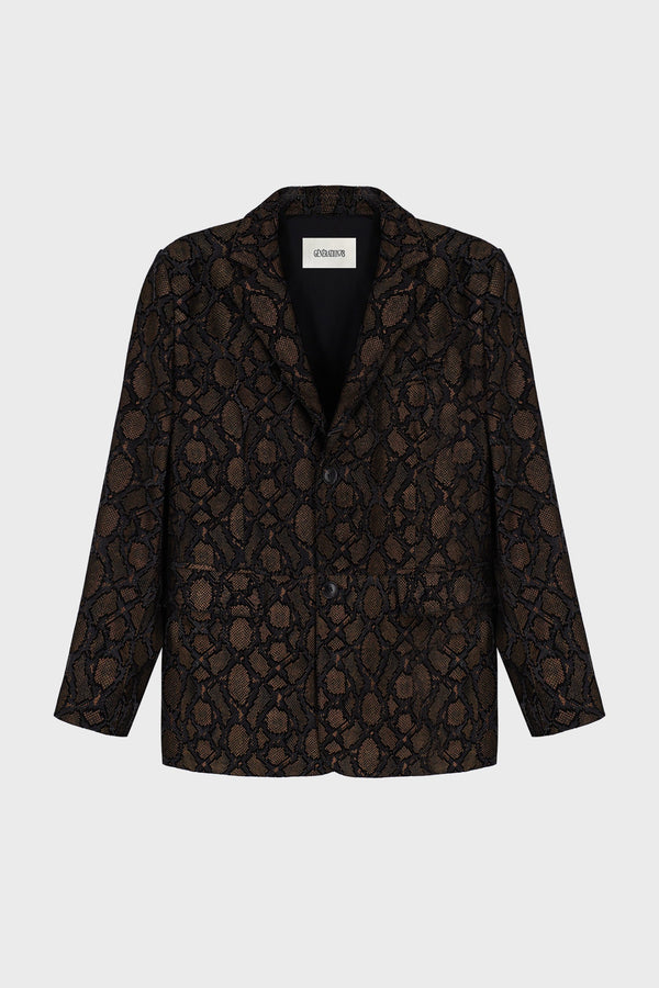 SINGLE-BREASTED JACKET IN SNAKE-PRINT LAMBSKIN
