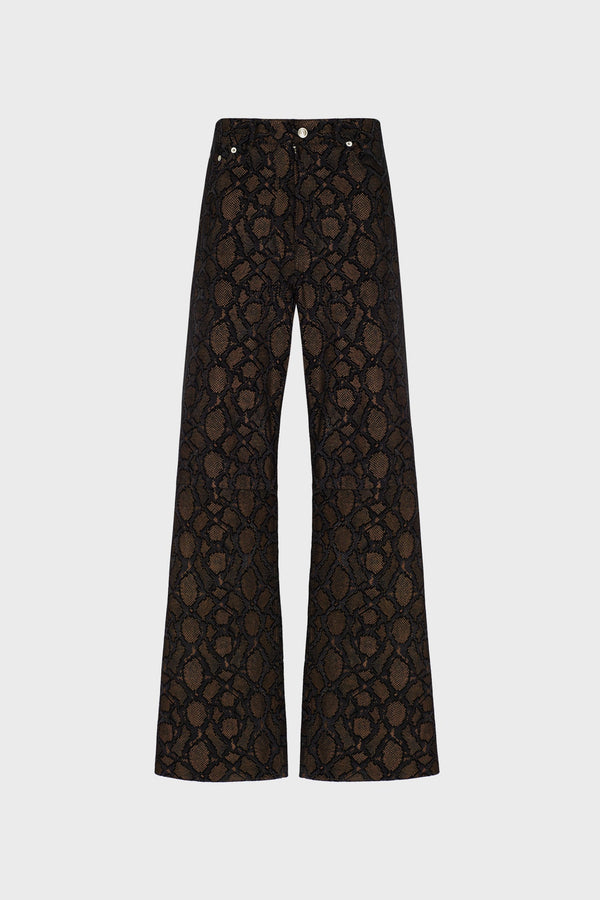 WIDE-LEG PANTS IN SNAKE-PRINT LAMBSKIN