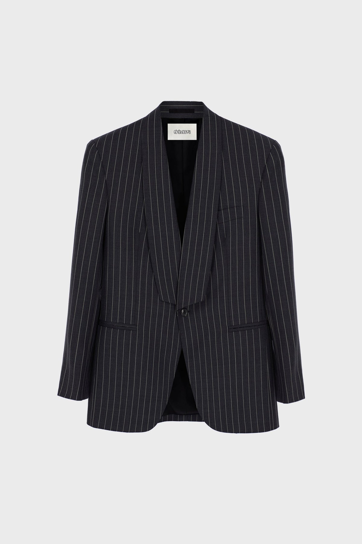 TAILORED SINGLE-BREASTED JACKET IN PINSTRIPED VIRGIN WOOL
