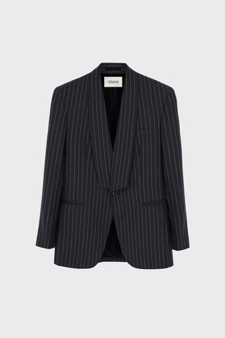 TAILORED SINGLE-BREASTED JACKET IN PINSTRIPED VIRGIN WOOL