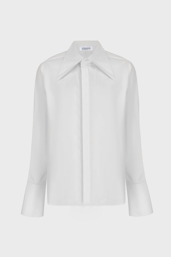 GIANT-COLLAR TAILORED SHIRT IN COTTON-POPLIN
