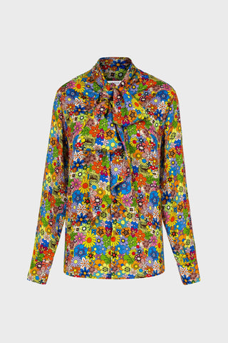 GENERATION78 | TAILORED PUSSY - BOW SHIRT IN PRINTED SATIN