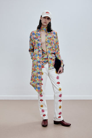 GENERATION78 | TAILORED PUSSY - BOW SHIRT IN PRINTED SATIN