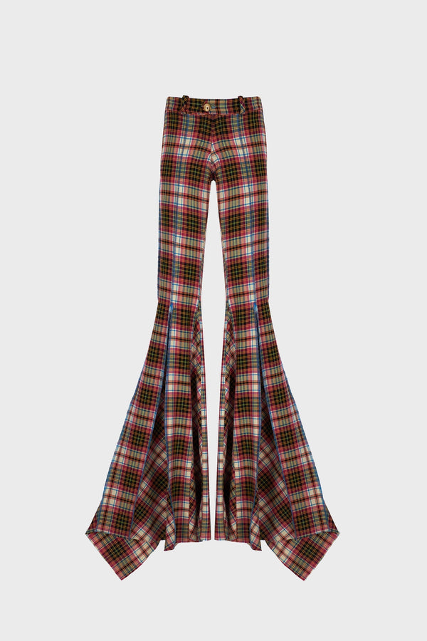 GODET TAILORED PANTS IN TARTAN