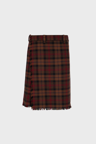 TAILORED PLEATED MIDI SKIRT IN TARTAN