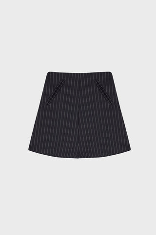 TAILORED MINI SKIRT IN PINSTRIPED VIRGIN WOOL