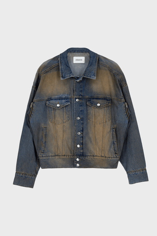 GENERATION78 | DOUBLE - ARMHOLE OVERSIZED JACKET IN SAND - WASHED DENIM