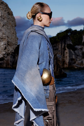 GENERATION78 | DISTRESSED CAPE IN SAND - WASHED DENIM