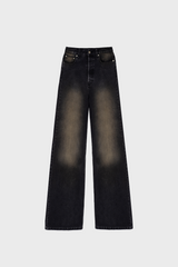 WIDE-LEG JEANS IN SUN-FADED DENIM