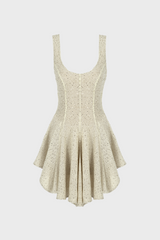 PANELED MINI DRESS IN SEQUIN-EMBELLISHED JERSEY
