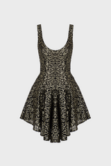 PANELED MINI DRESS IN SEQUIN-EMBELLISHED TULLE