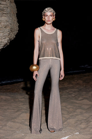 GENERATION78 | CRYSTAL - EMBELLISHED FLARED PANTS IN CREPE - JERSEY