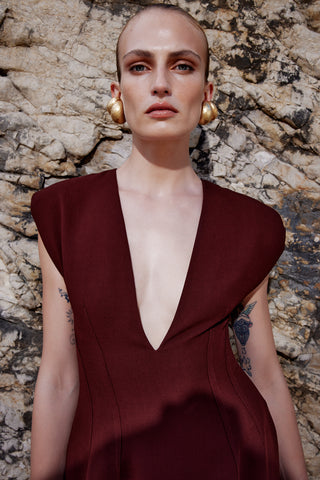 GENERATION78 | V - NECK TAILORED MINI DRESS IN ECOVERO - WOOL