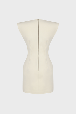 GENERATION78 | V - NECK TAILORED MINI DRESS IN SILK - BLEND WOOL