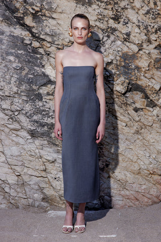 GENERATION78 | STRAPLESS TAILORED MIDI DRESS IN WOOL