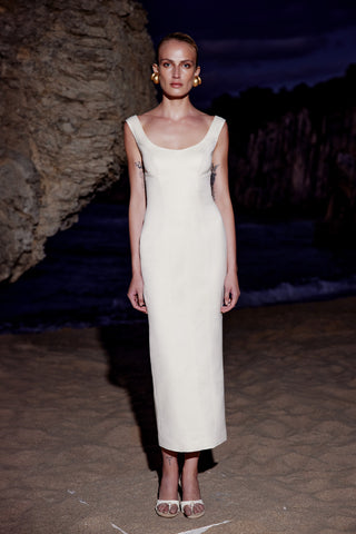GENERATION78 | TAILORED MIDI TANK DRESS IN SILK - BLEND WOOL