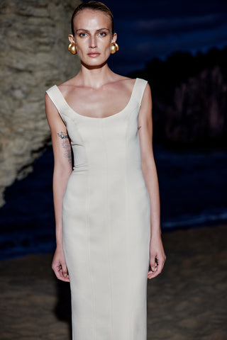 GENERATION78 | TAILORED MIDI TANK DRESS IN SILK - BLEND WOOL