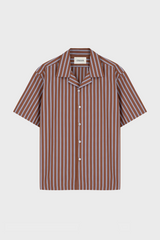 STRIPED CAMP-COLLAR SHIRT IN COTTON-POPLIN