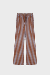 STRIPED WIDE-LEG PANTS IN COTTON-POPLIN