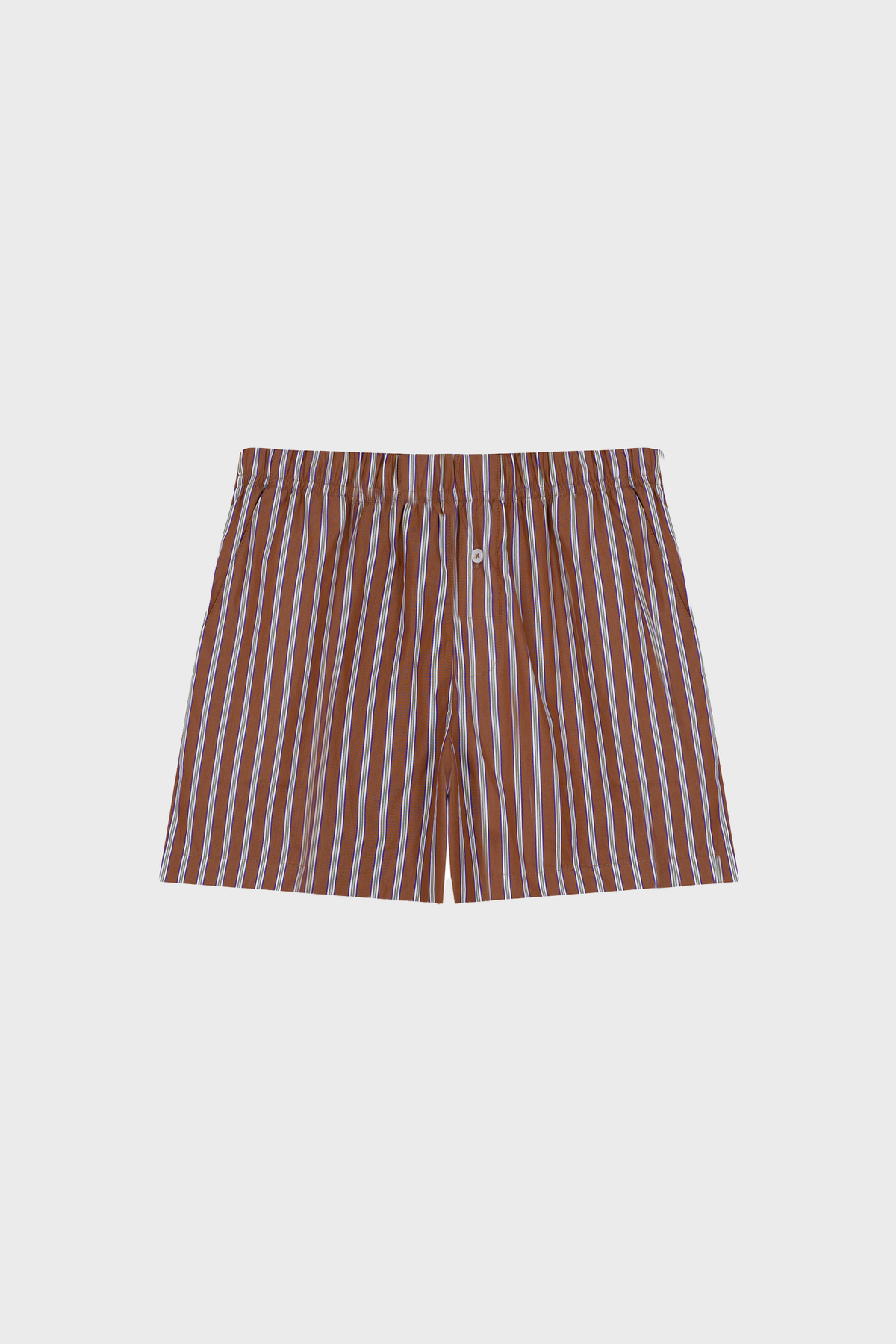 STRIPED STRAIGHT-LEG SHORTS IN COTTON-POPLIN