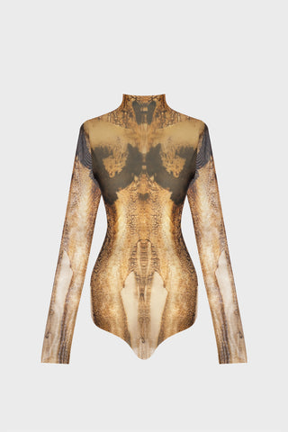 BODYSUIT IN PRINTED-MESH