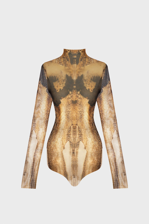 BODYSUIT IN PRINTED-MESH