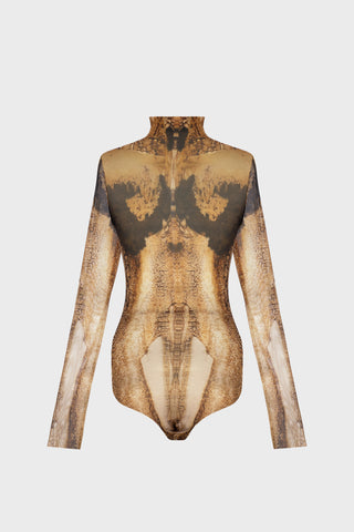 BODYSUIT IN PRINTED-MESH