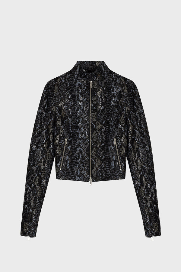 RACING JACKET IN SNAKE-PRINT LAMBSKIN