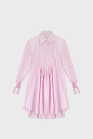 TAILORED SHIRT DRESS IN COTTON-SATIN
