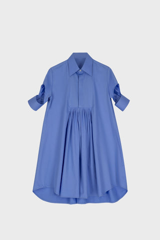TAILORED SHIRT DRESS IN COTTON-SATIN