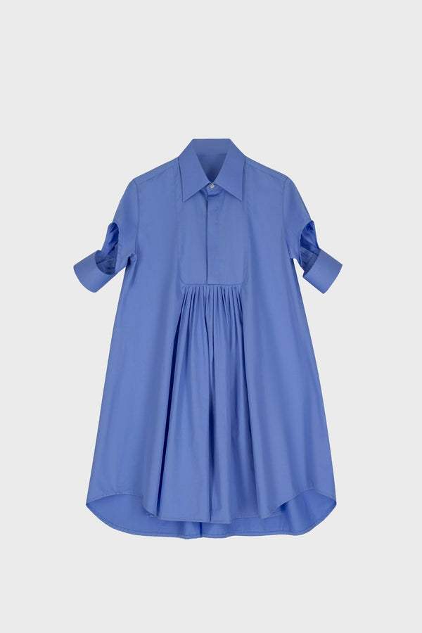 TAILORED SHIRT DRESS IN COTTON-SATIN