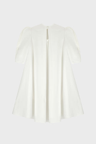 TAILORED BALLOON-SLEEVE DRESS IN COTTON-POPLIN