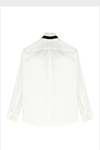 TAILORED RUFFLED-NECK SHIRT IN COTTON-POPLIN