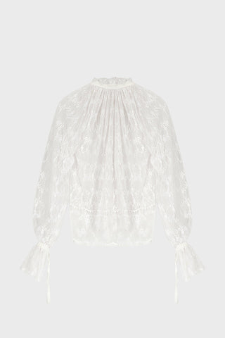 TAILORED RUFFLED SHIRT IN LACE