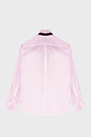 TAILORED RUFFLED-NECK SHIRT IN COTTON-SATIN