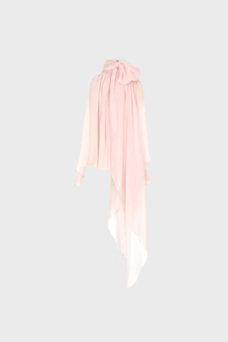 TAILORED DRAPED TOP IN SILK-GEORGETTE