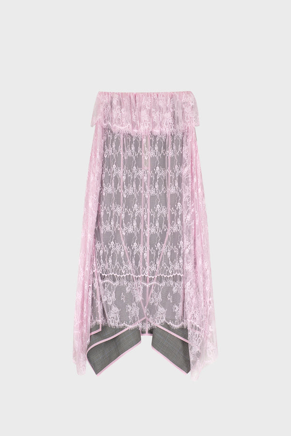 TAILORED MIDI SKIRT IN LACE AND MERINO WOOL